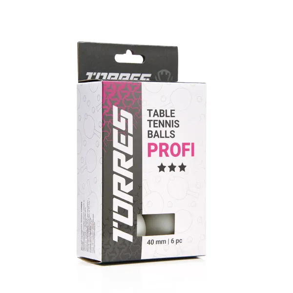 Мяч для наст. тенниса TORRES Profi 3*, TT23012, диам. 40+мм, упак. 6 шт, белый за 338.30 ₽ в Архангельске
