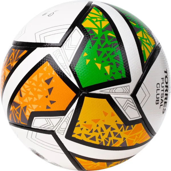 Мяч футзал. TORRES Futsal Club, FS323764, р.4, 10 пан. ПУ, 4 под. сл, гибрид. сш. бело-зел-оранж за 2&nbsp;264.40 ₽ в Архангельске