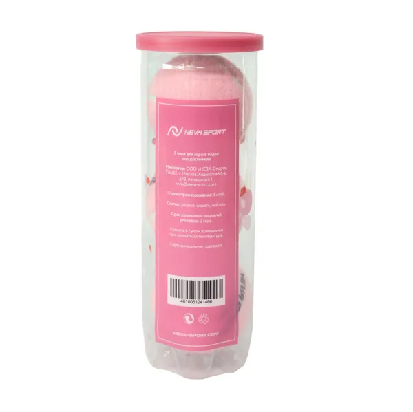Мяч для падела NS Sakura, UAA2, уп.3 шт, сукно, нат.резина, розовый за 824.50 ₽ в Архангельске