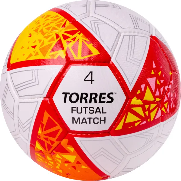 Мяч футзал. TORRES Futsal Match, FS323774, р.4, 32 панели. ПУ,4 подкл.слоя,ручн.сш,бело-крас-жёлт за 2&nbsp;454.80 ₽ в Архангельске