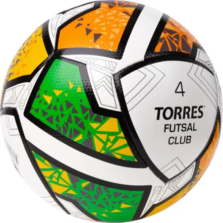Мяч футзал. TORRES Futsal Club, FS323764, р.4, 10 пан. ПУ, 4 под. сл, гибрид. сш. бело-зел-оранж за 2&nbsp;264.40 ₽ купить в Архангельске