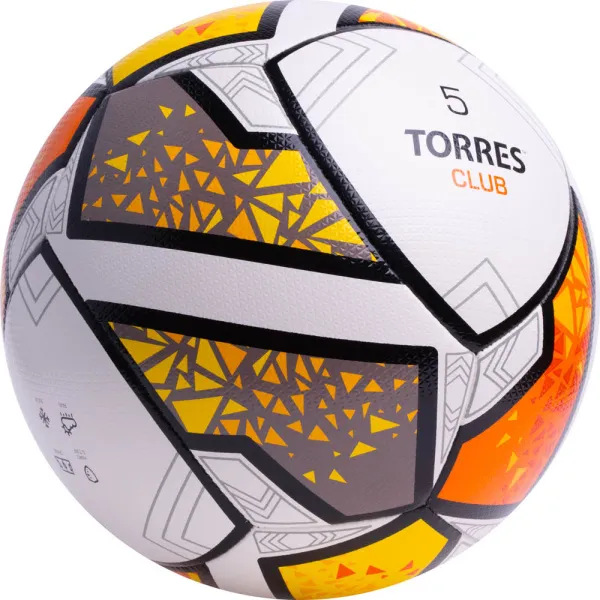 Мяч футб. TORRES Club, F323965, р.5, 10 пан., ПУ, гибрид. сшив, бел-оранж-желт за 2&nbsp;225.30 ₽ в Архангельске